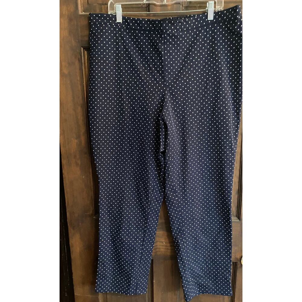 Isaac Mizrahi Live! Navy Blue White Dots 20W Pants Ankle Capri - Picture 7 of 9